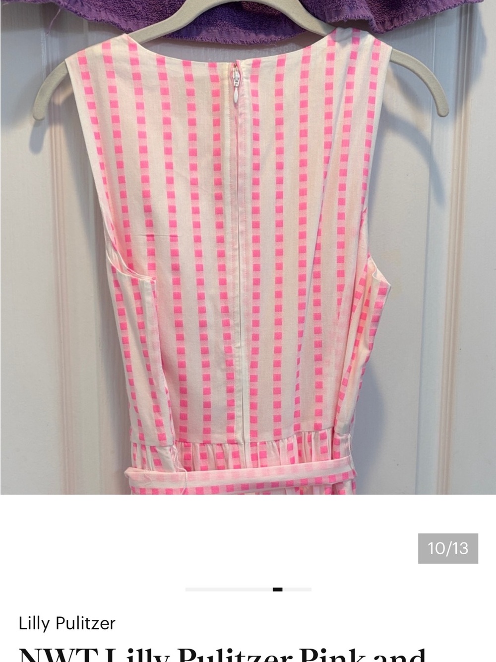 NWT Lilly Pulitzer Pink and White Striped Tie-Waist Maxi Dress - Picture 10 of 12